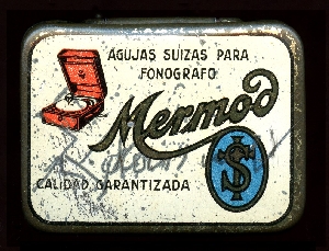 Very rare Swiss Needle Tin by Mermod Frres Ste-Croix well established in Spain. Manufacturer SEM Czechoslovakia.
