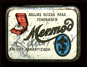 Very rare Swiss Needle Tin by Mermod Frres Ste-Croix well established in Spain. Manufacturer SEM Czechoslovakia.